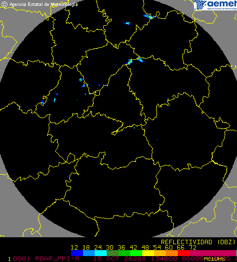 Radar de precipitación de Madrid
